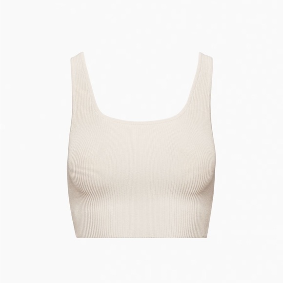 Aritizia babaton tan sculpt knit square neck cropped tank top size S - Picture 1 of 6